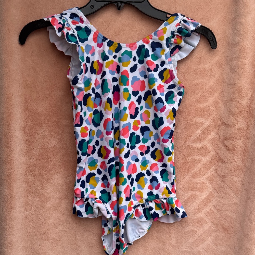 Girls Leopard Print One Piece Swim Suit Size 12